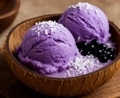 Glace violette à la poudre d'ube Úbeya