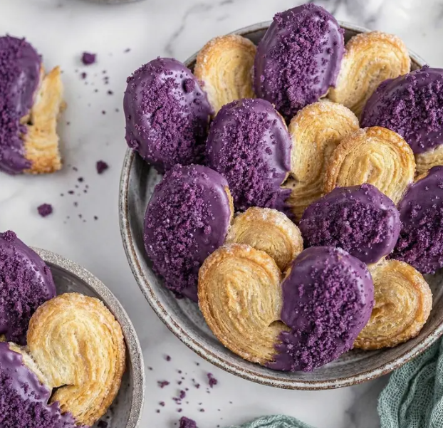 Palmitos à l'ube Úbeya et à la pistache